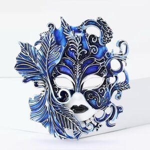 Enamel Mask Pendant Brooch Modern New